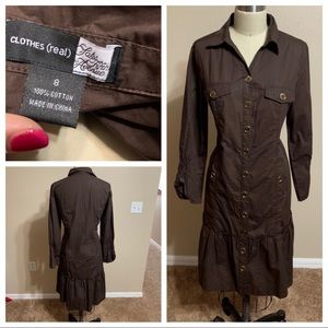Brown shirt dress